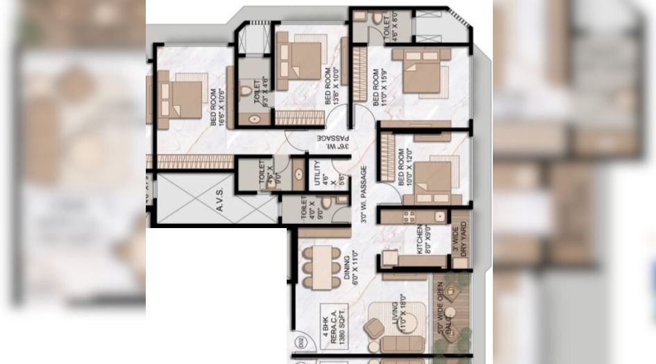 9-Element-Bandra-Floor-Plan-4 BHK-1380 Sqft